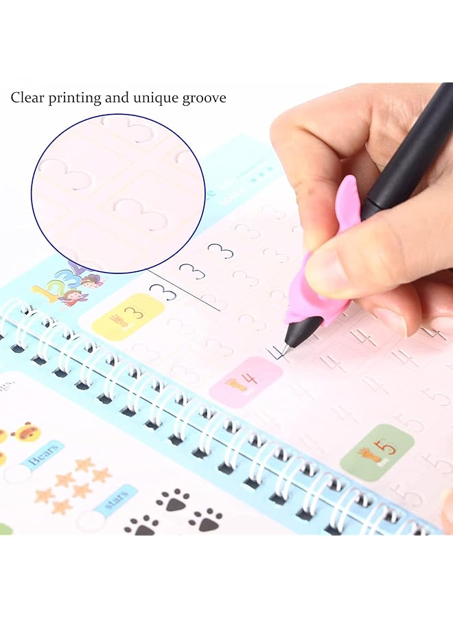 erorex Handwriting Copybook Magic Calligraphy Practice Book For Kids Reusable Tracing Practice Kit. Included Easy Grip Pen And Refill 4 Books - Image 4