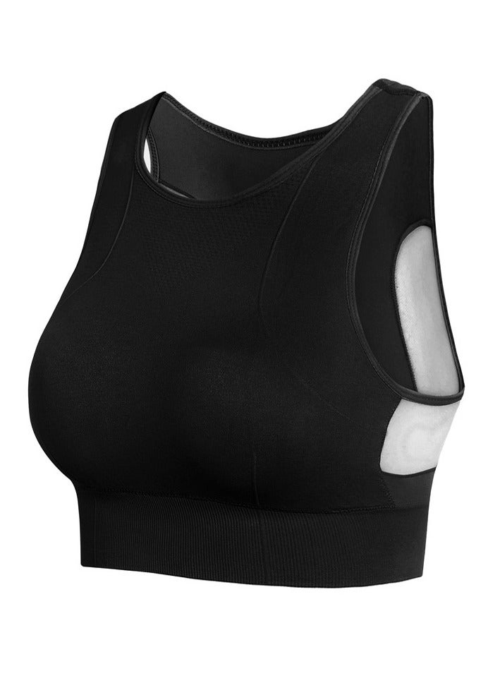 AROAQ Full Coverage Longline Sports Bra, Shockproof Fitness Yoga Running Sports Bra,  Seamless Quick-drying Medium Impact Push Up Tank Top For Yoga Gym Workout, (Size XL, Black) - Image 1