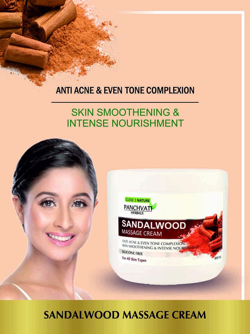 PANCHVATI HERBALS SANDAL MASSAGE CREAM 800 ML - Image 3