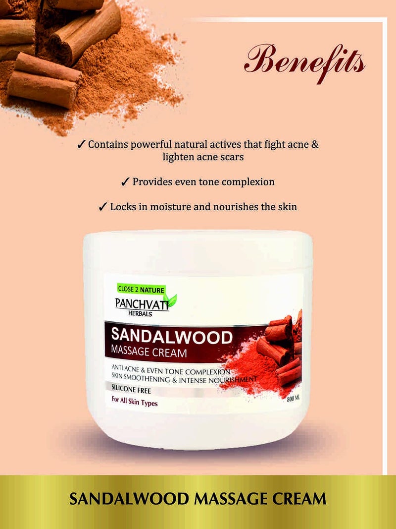 PANCHVATI HERBALS SANDAL MASSAGE CREAM 800 ML - Image 4
