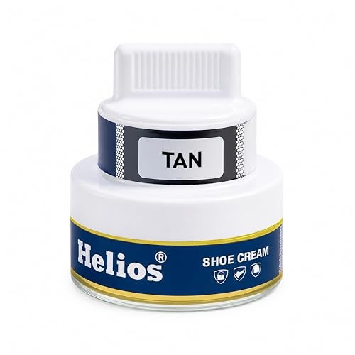 Helios shoe cream with applicator | Shoe Polish for Leather | Boot, Purse, Belt, Handbag, Jacket | Leather Conditioner | 48 GM(Tan) - Image 2