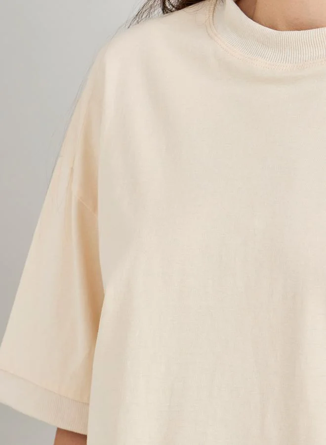 Styli Oversized Drop Shoulder High Neck T-Shirt