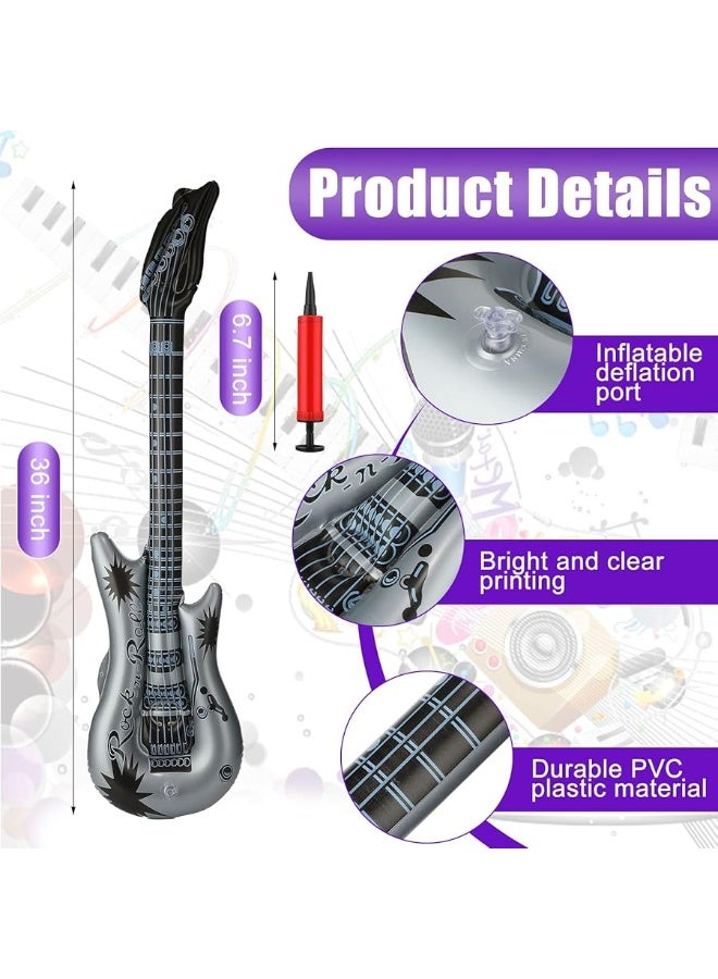 Tatuo 12 Pieces Inflatable Guitar Blow up Guitar Assorted Colors Inflatable Fake Party Prop Guitar Inflatable Rock Star Electric Guitars for 80s 90s Themed Carnival Birthday 36 Inch - Image 3
