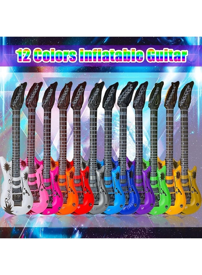 Tatuo 12 Pieces Inflatable Guitar Blow up Guitar Assorted Colors Inflatable Fake Party Prop Guitar Inflatable Rock Star Electric Guitars for 80s 90s Themed Carnival Birthday 36 Inch - Image 5