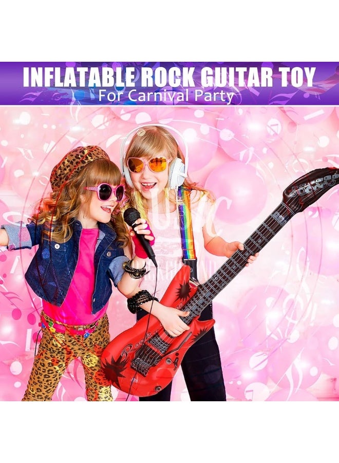 Tatuo 12 Pieces Inflatable Guitar Blow up Guitar Assorted Colors Inflatable Fake Party Prop Guitar Inflatable Rock Star Electric Guitars for 80s 90s Themed Carnival Birthday 36 Inch - Image 2