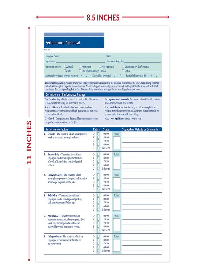 ComplyRight Performance Appraisal Form | 8-1/2” x 11” | HR & Employee Management | 50 Pack - Image 3