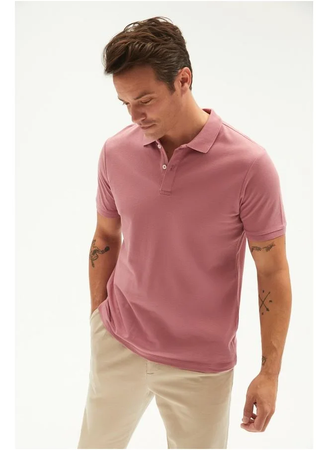 جون June Men Regular Fit 100% Cotton Basic Polo Neck Tshirt Rose