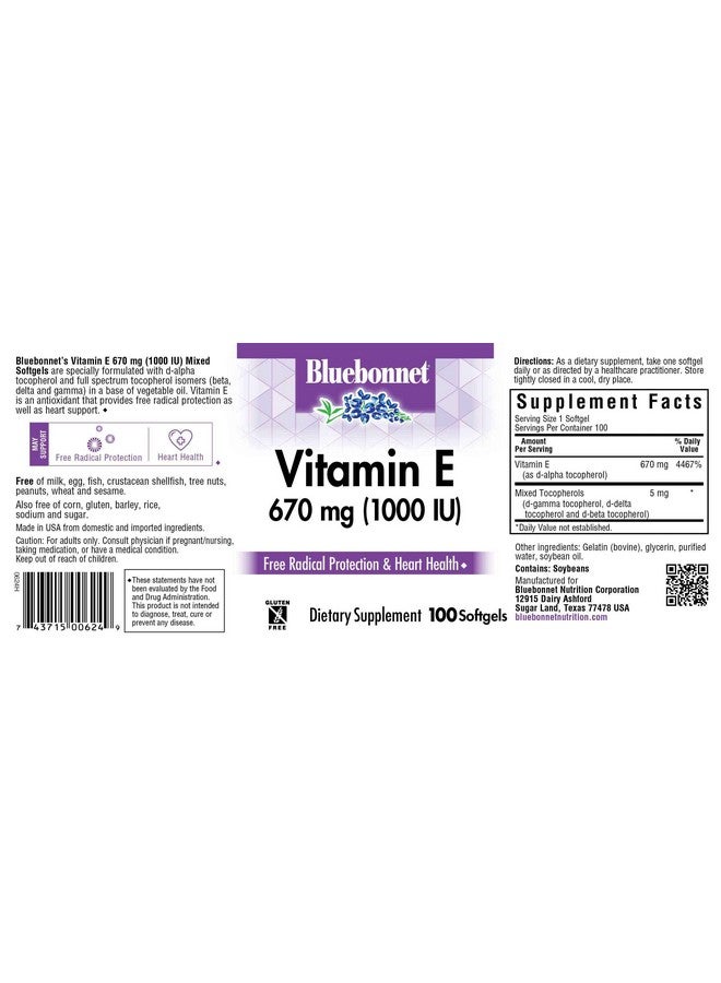 BlueBonnet Vitamin E 1000 IU Mixed Softgels, 100 Count - Image 2