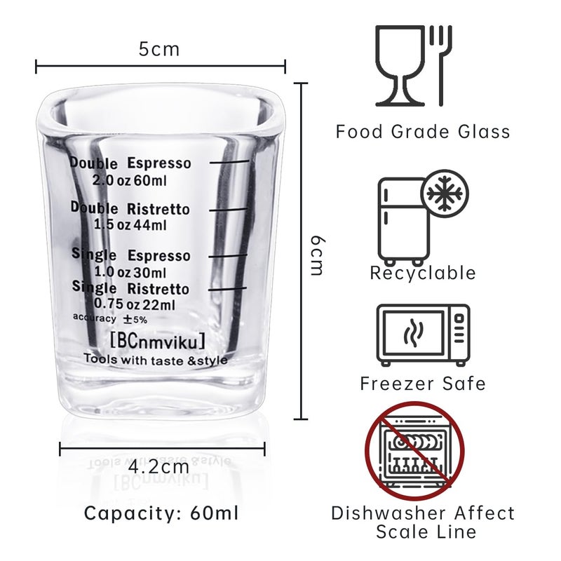 BCnmviku Espresso Shot Glass Liquid Heavy Sturdy Shot Glasses Measuring cup Wine Glass 1 Pack 2oz/60ml - Image 2
