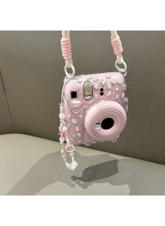 FLYROAD Fuji Instax Mini 12 Instant Camera Protective Case Hard Case with Adjustable Hand Strap, Free Stickers and Camera Case Chain (clear)  - Image 4