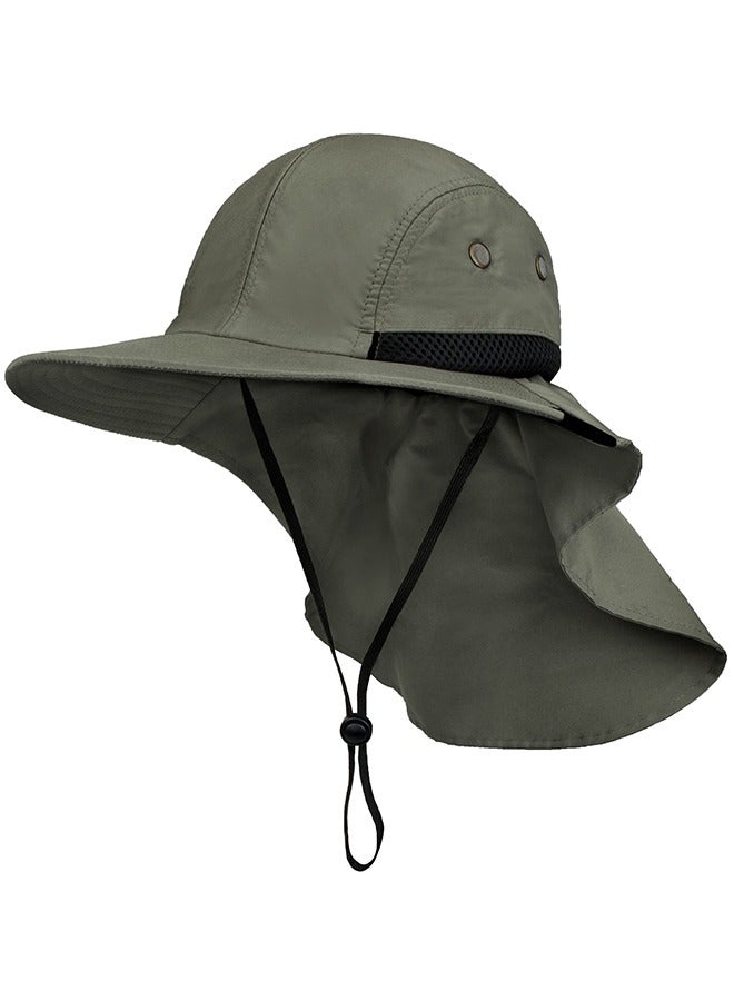 Generic Sun Hat with Wide Brim - UPF 50+ Hiking Safari Neck Flap Fishing Caps for Men and Women, Perfect for Outdoor Adventures(Green) - Image 1