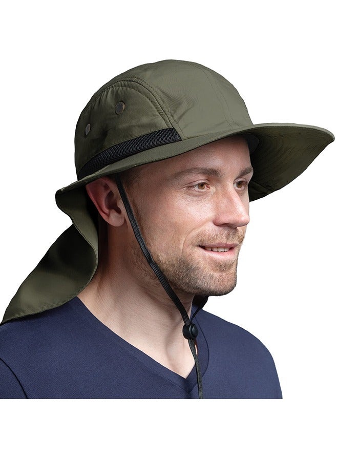 Generic Sun Hat with Wide Brim - UPF 50+ Hiking Safari Neck Flap Fishing Caps for Men and Women, Perfect for Outdoor Adventures(Green) - Image 2