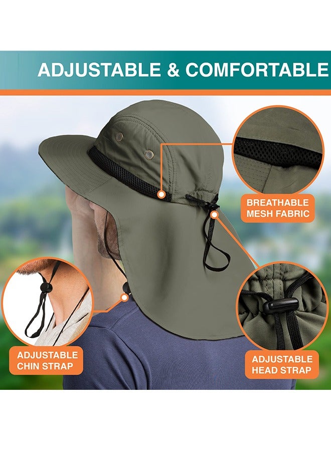 Generic Sun Hat with Wide Brim - UPF 50+ Hiking Safari Neck Flap Fishing Caps for Men and Women, Perfect for Outdoor Adventures(Green) - Image 5