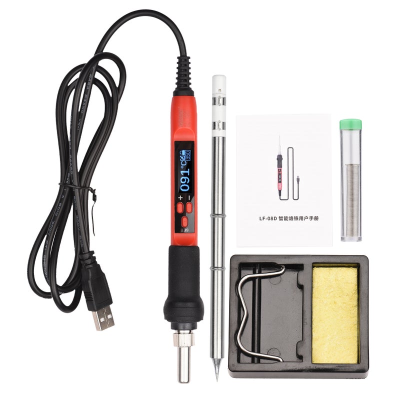 مكحمل لحام رقمي مع شاشة عرض USB 68 واط - أداة لحام مصغرة محمولة بنقرة لحام ذات درجة حرارة قابلة للتعديل من 200 إلى 480 درجة مئوية لأعمال وإصلاحات إلكترونية - Image 1