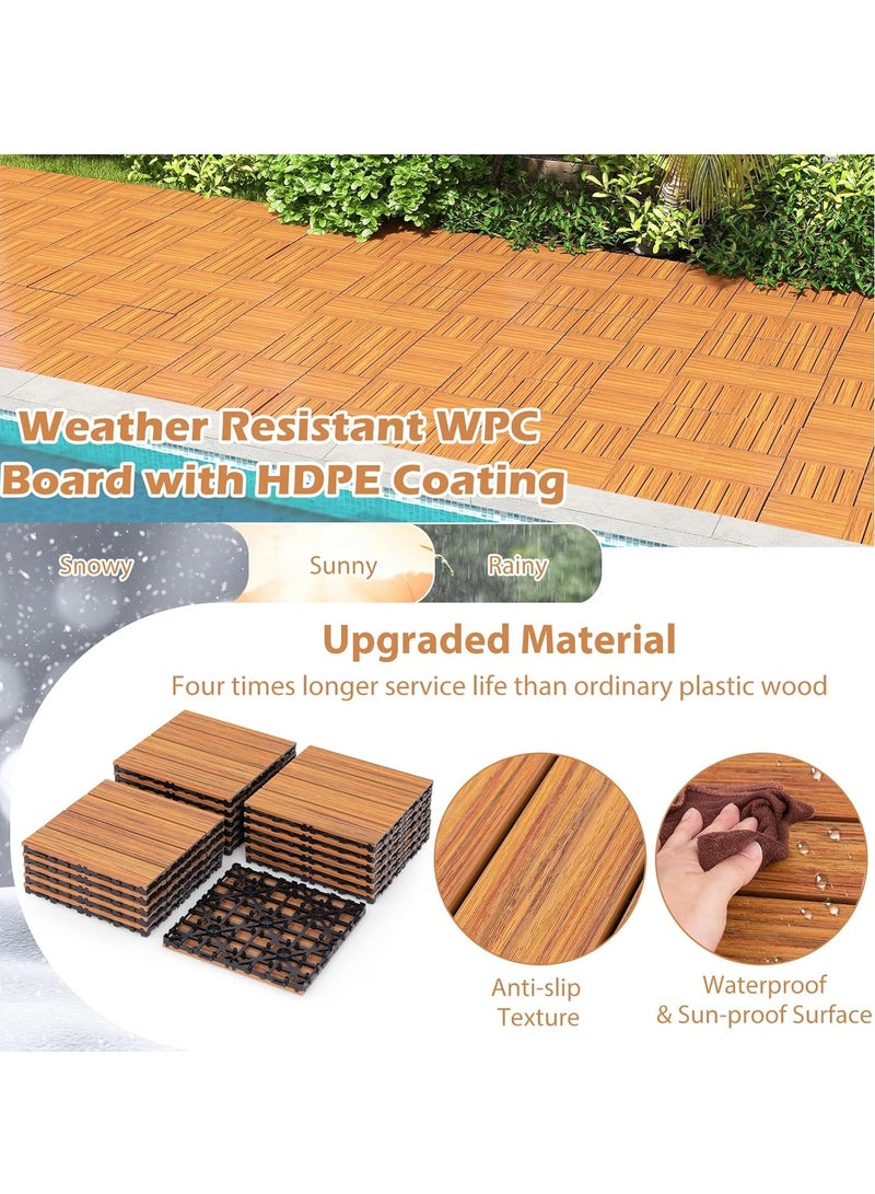 Wooden Decking Tiles - Interlocking Wood Flooring For Garden Pathways, Patios, Durable Wood Tiles For Outdoor And Indoor Use
