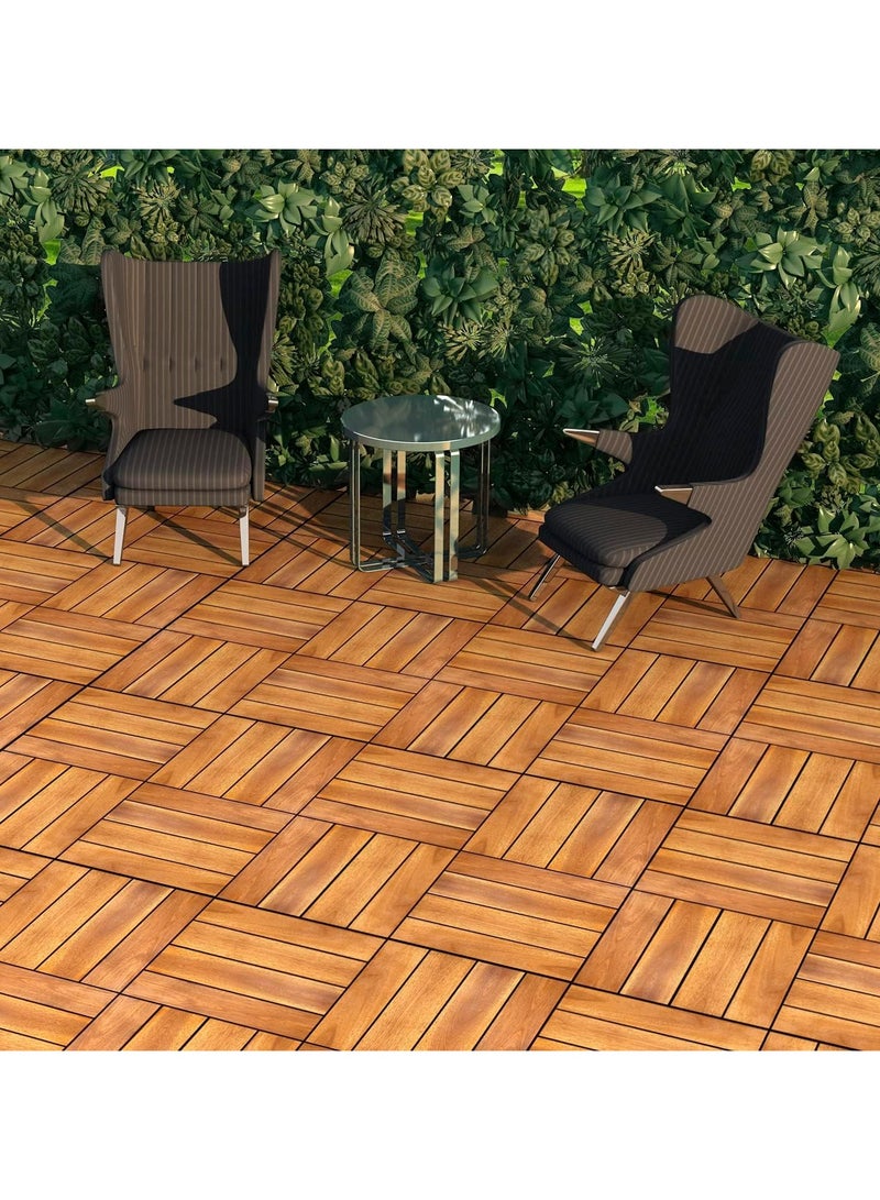 HOME TASTE Wooden Decking Tiles - Interlocking Wood Flooring For Garden Pathways, Patios, Durable Wood Tiles For Outdoor And Indoor Use  - Image 5