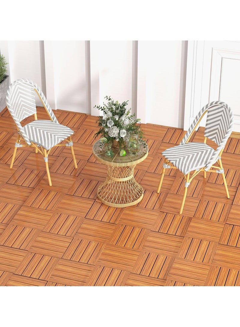 HOME TASTE Wooden Decking Tiles - Interlocking Wood Flooring For Garden Pathways, Patios, Durable Wood Tiles For Outdoor And Indoor Use  - Image 3