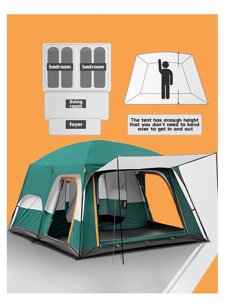 RATSAW Portable Camping Tent, Waterproof Large Outdoor Tent for 5-8 People  Extra Large Tent with Storage Pockets Family Cabin Tents Outdoors Two Rooms And One Living Room UV Protection Wind Resistant Tent for Outdoor Picnic Camping Family Gathering  - Image 5