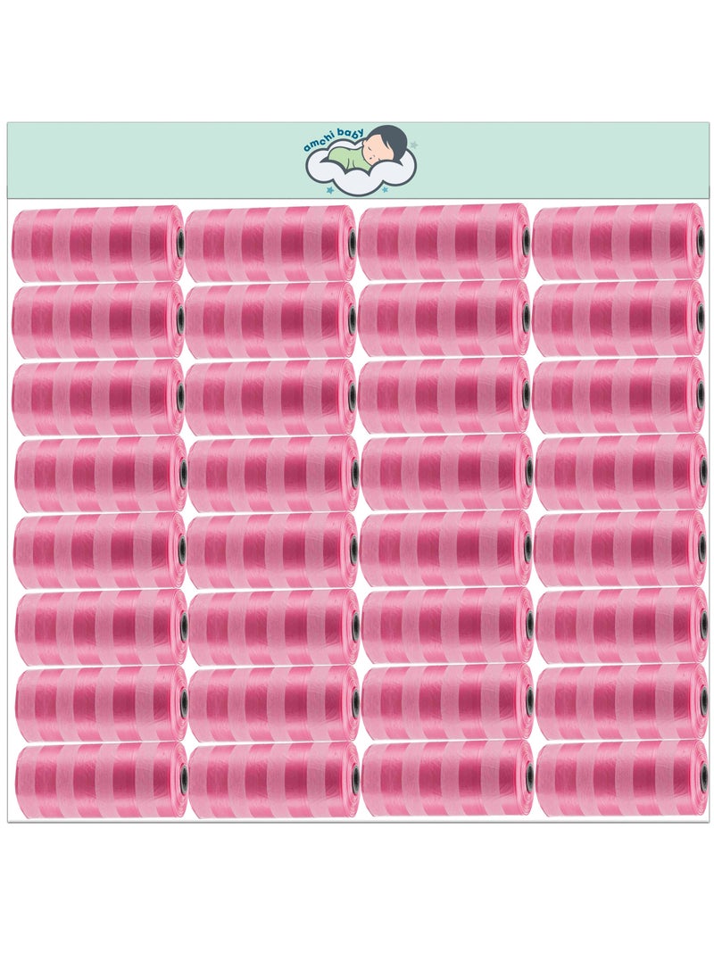 amchi baby Amchi Baby Disposable Scented Bags pack of 32 rolls/640 Bags- Pink  - Image 1