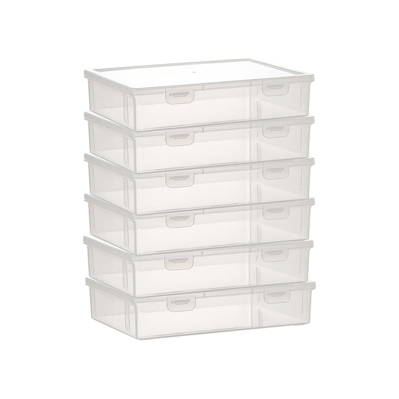 Vidifor Plastic Storage Containers with Latching Lid for Office supplies, Crayon, Crafts, Pencil Box (White Empty -6 pack) - Image 1