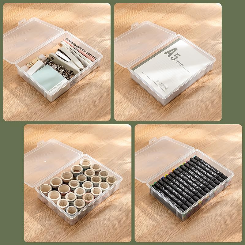 Vidifor Plastic Storage Containers with Latching Lid for Office supplies, Crayon, Crafts, Pencil Box (White Empty -6 pack) - Image 5