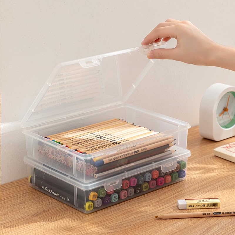 Vidifor Plastic Storage Containers with Latching Lid for Office supplies, Crayon, Crafts, Pencil Box (White Empty -6 pack) - Image 4
