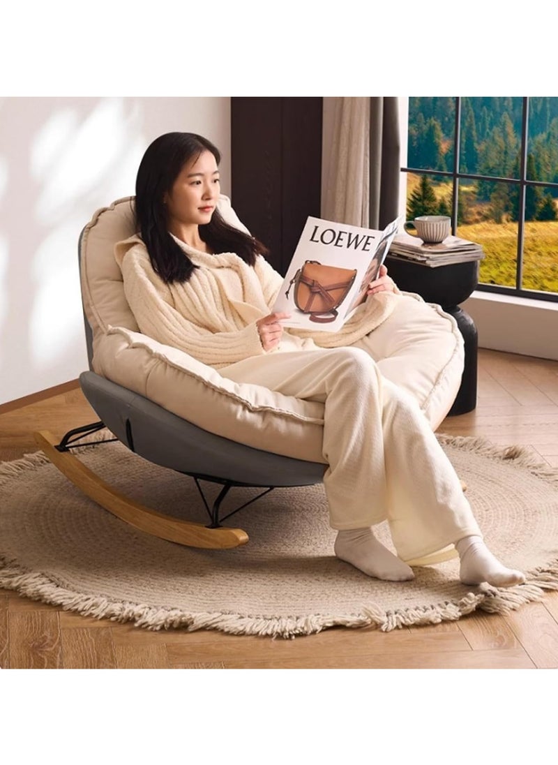VUCATIN - Rocking Lounge Sofa with Footstool Modern Rocking Recliner Chair  Padded Lazy Sofa Couch Recliner for Bedroom Nursery Balcony (Grey) - Image 1