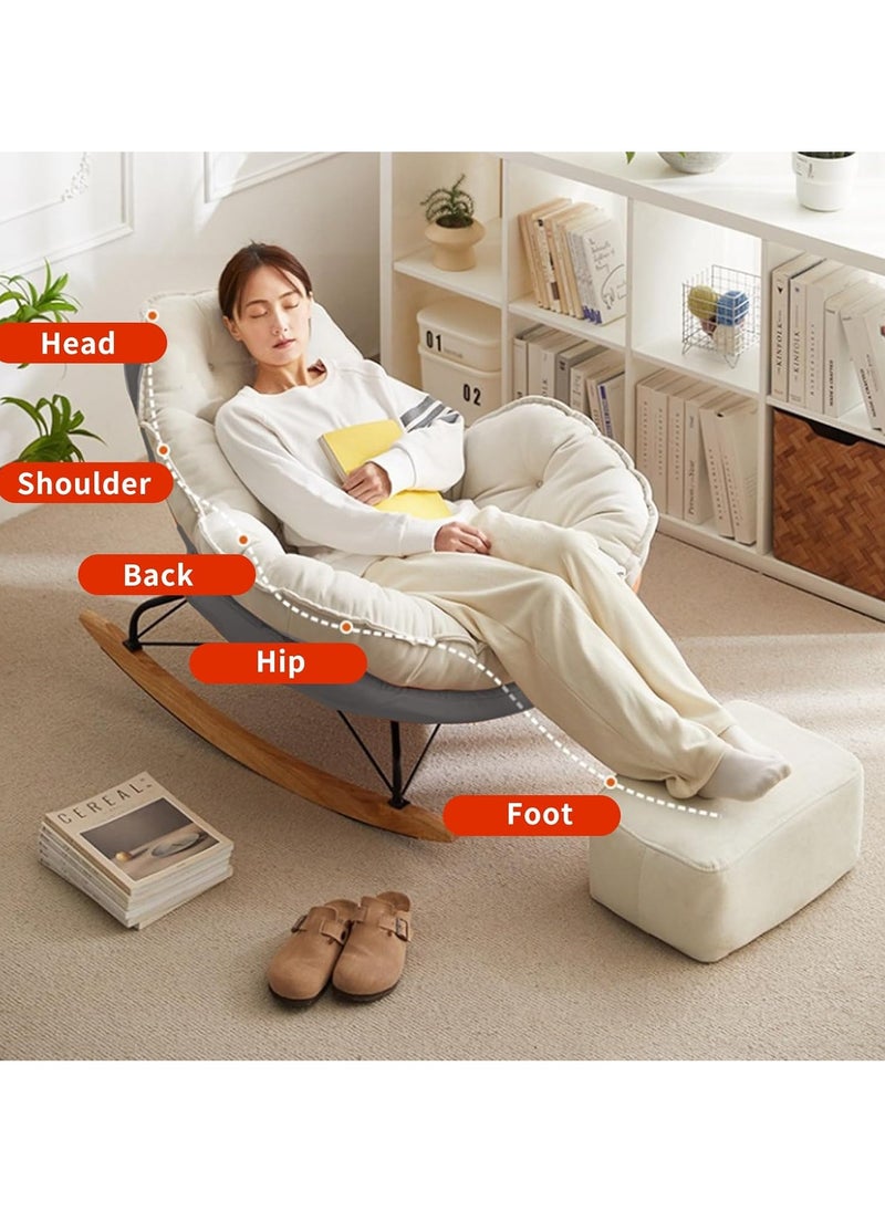 VUCATIN - Rocking Lounge Sofa with Footstool Modern Rocking Recliner Chair  Padded Lazy Sofa Couch Recliner for Bedroom Nursery Balcony (Grey) - Image 1