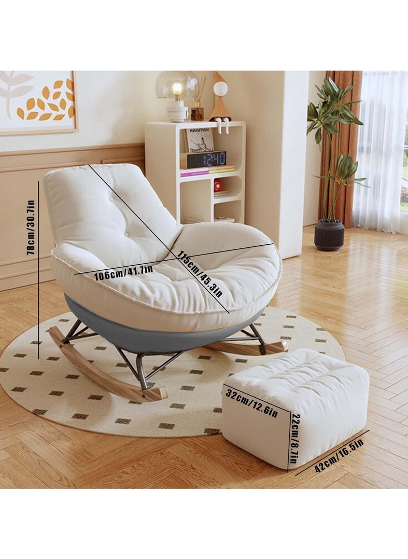 VUCATIN - Rocking Lounge Sofa with Footstool Modern Rocking Recliner Chair  Padded Lazy Sofa Couch Recliner for Bedroom Nursery Balcony (Grey) - Image 1