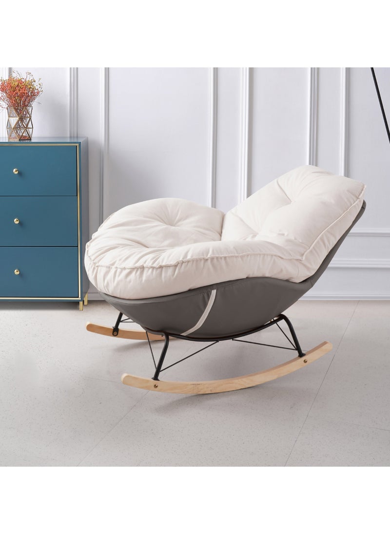 VUCATIN - Rocking Lounge Sofa with Footstool Modern Rocking Recliner Chair  Padded Lazy Sofa Couch Recliner for Bedroom Nursery Balcony (Grey) - Image 1