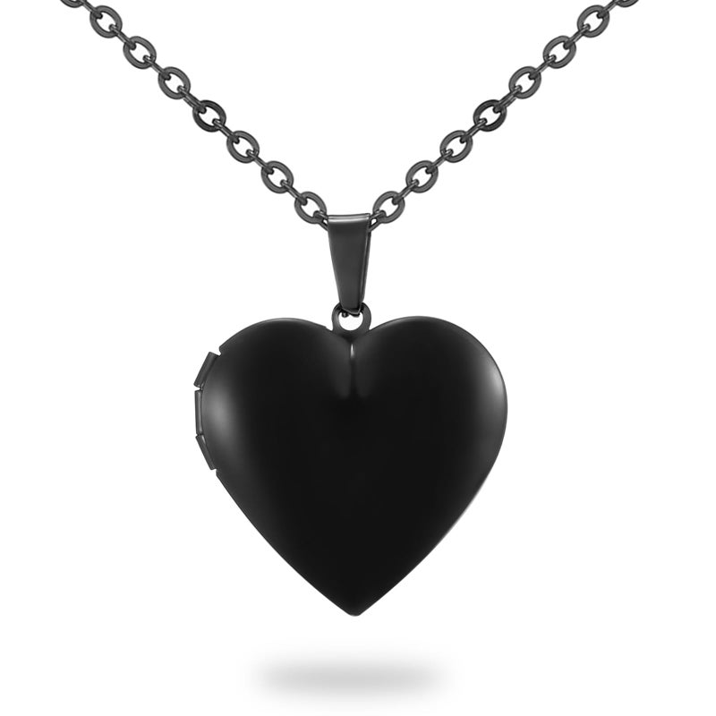 PHOCKSIN Black Heart Lockets Necklace for Girlfriend Locket Necklaces that Holds 2 Pictures Memorial Lockets for Women - Image 1