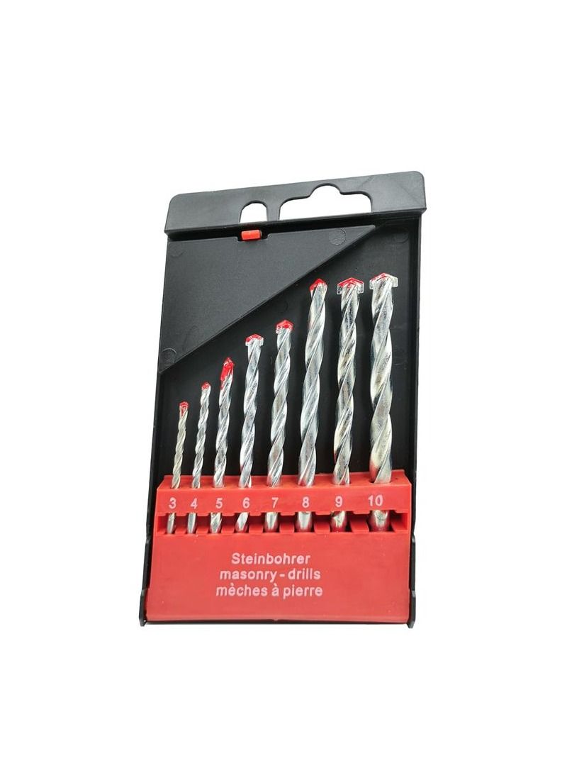 Drill Bit Set 8Pcs Used for Concrete Brick Tile1/8 to 3/8-3 4 5 6 7 8 9 10mm Round Shank Nickel Plated - Image 5