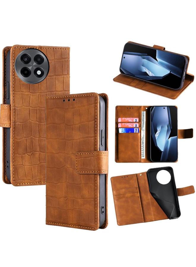 S-TOP Case For OnePlus Ace 5 / 5 Pro Skin Feel Crocodile Magnetic Clasp Leather Phone Case - Image 1