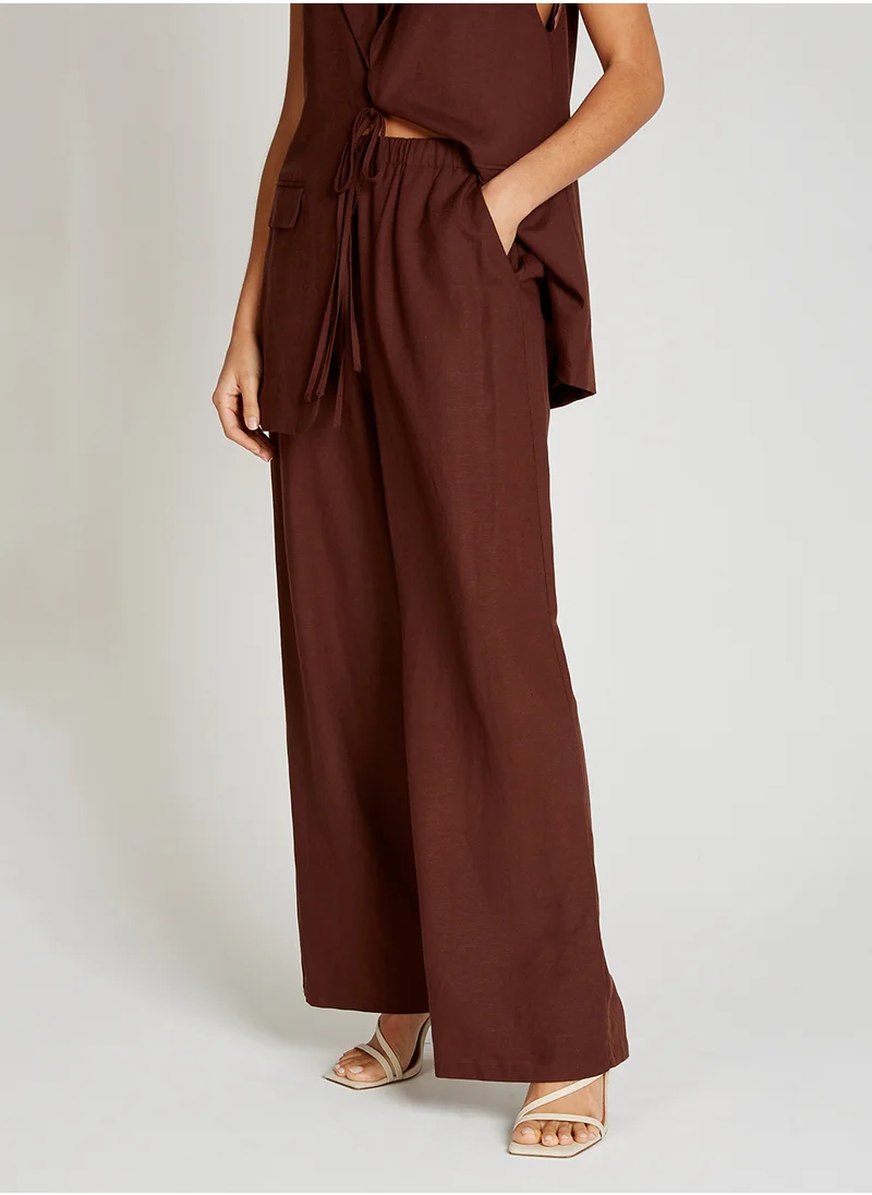 Little Mistress Drawstring Wide Leg Trousers
