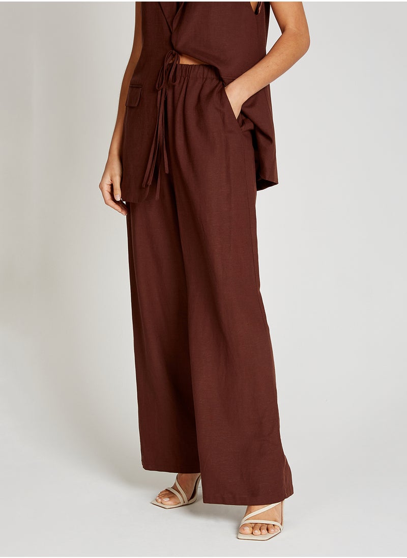Little Mistress Drawstring Wide Leg Trousers  - Image 1