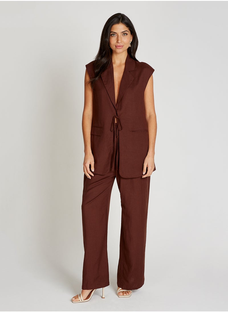 Little Mistress Drawstring Wide Leg Trousers  - Image 4