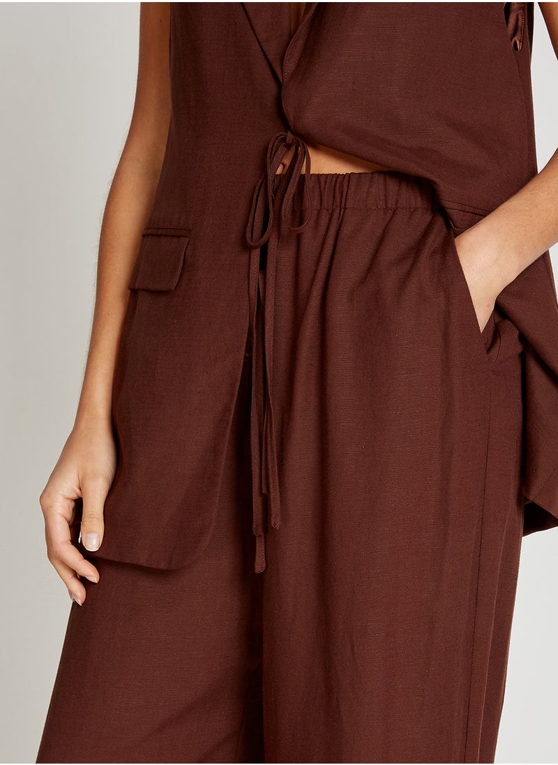 Little Mistress Drawstring Wide Leg Trousers  - Image 3