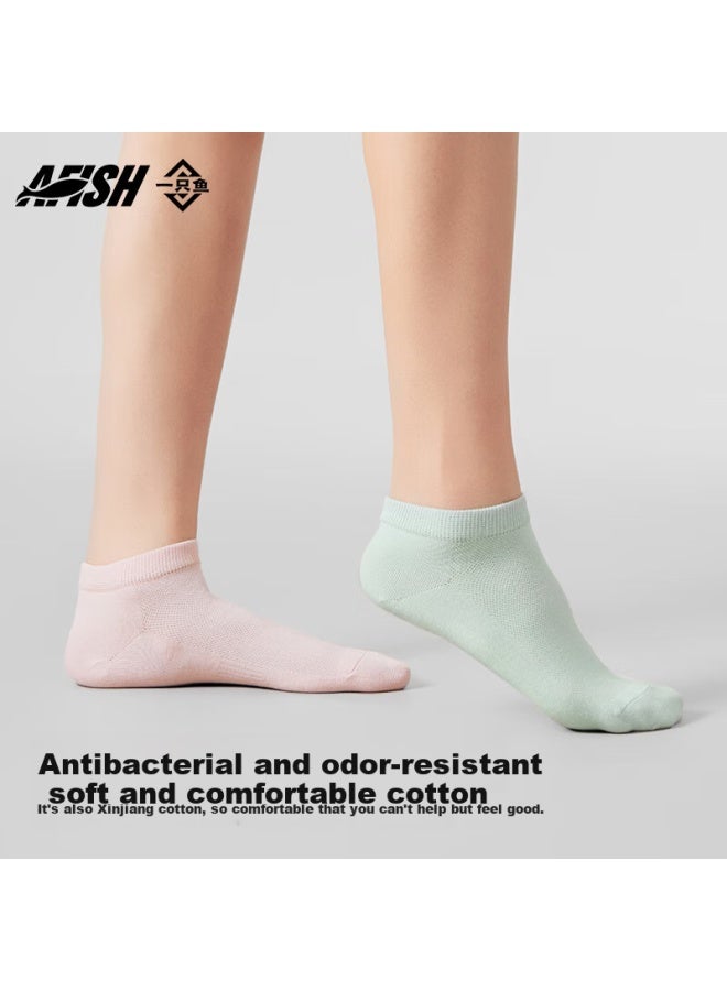 A Fish Women's 10a Grade Antibacterial And Odor-resistant Short Socks For Spring And Summer, Breathable Sports And Casual Cotton Socks, Sweat-absorbing And Breathable, 5 Pairs - Image 4