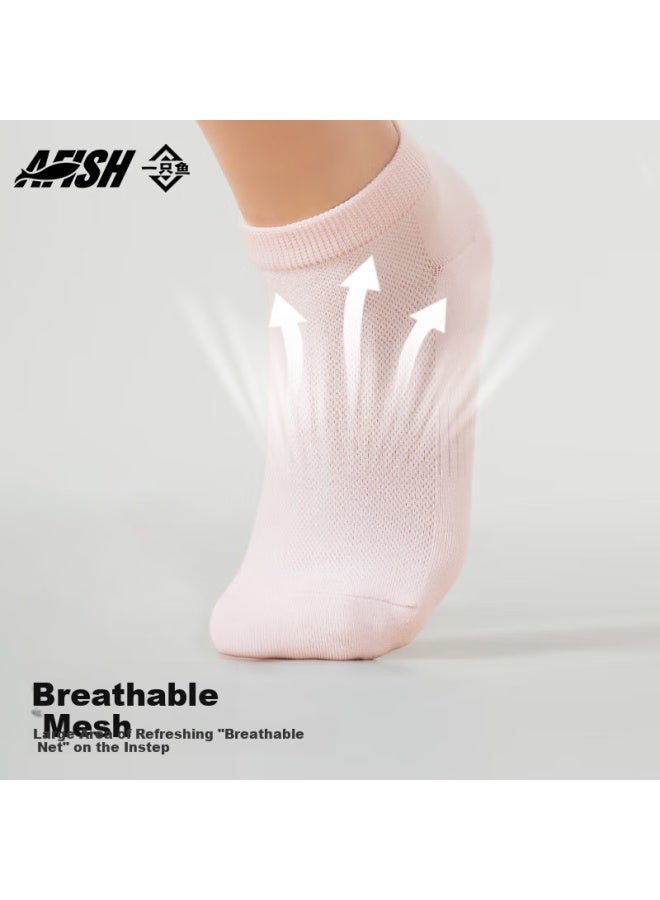 A Fish Women's 10a Grade Antibacterial And Odor-resistant Short Socks For Spring And Summer, Breathable Sports And Casual Cotton Socks, Sweat-absorbing And Breathable, 5 Pairs - Image 3
