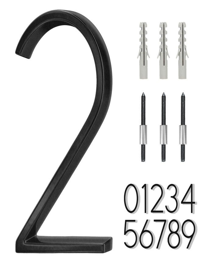 OLADOT 6" Stainless Steel Floating House Number 2, Metal Modern House Numbers, Mailbox Decor Number with Nail Kit, Coated Black, 911 Visibility Signage (Large 2) - Image 1