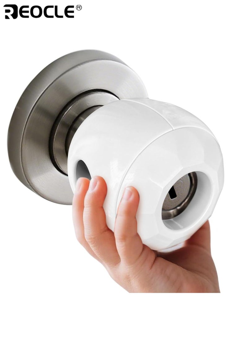 ريوكل 4 قطع من أغطية مقابض أبواب أمان للأطفال بتصميم قفل مزدوج وميزة يصعب إزالتها وأقفال مقاومة للأطفال بدون أداة للتركيب في المنزل لحماية الطفل - Image 2