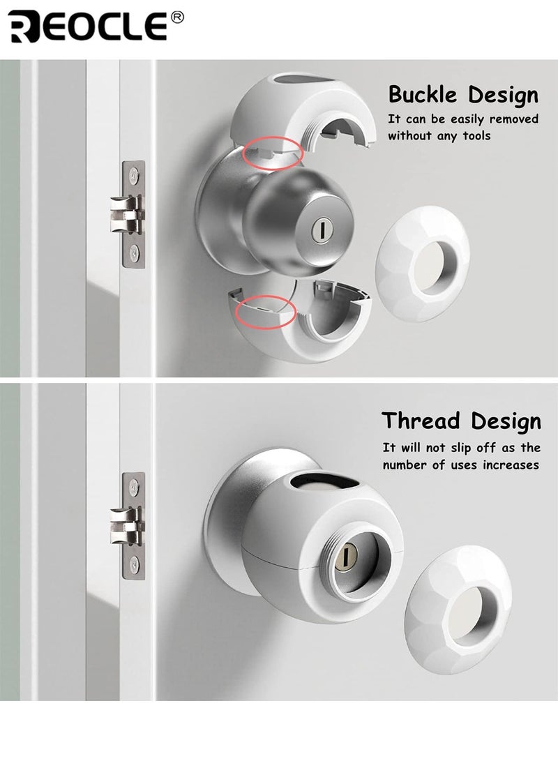 ريوكل 4 قطع من أغطية مقابض أبواب أمان للأطفال بتصميم قفل مزدوج وميزة يصعب إزالتها وأقفال مقاومة للأطفال بدون أداة للتركيب في المنزل لحماية الطفل - Image 5