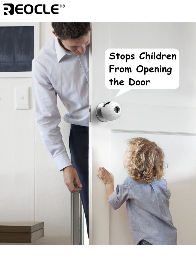 ريوكل 4 قطع من أغطية مقابض أبواب أمان للأطفال بتصميم قفل مزدوج وميزة يصعب إزالتها وأقفال مقاومة للأطفال بدون أداة للتركيب في المنزل لحماية الطفل - Image 3