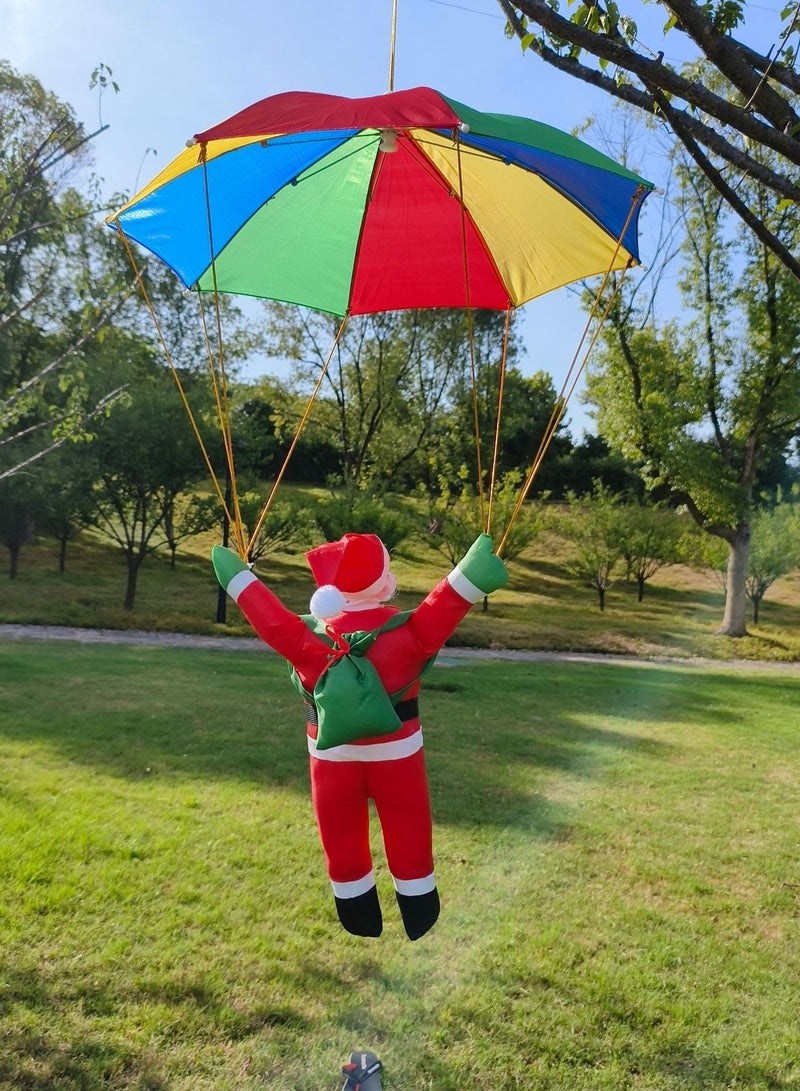 VUCATIN Santa Claus Climbing on Rope Ladder Christmas Tree Hanging Pendant Climbing Santa Plush Doll Xmas Tree Hanging Ornament for Indoor Outdoor Christmas Holiday Decoration (A-Parachute) - Image 3