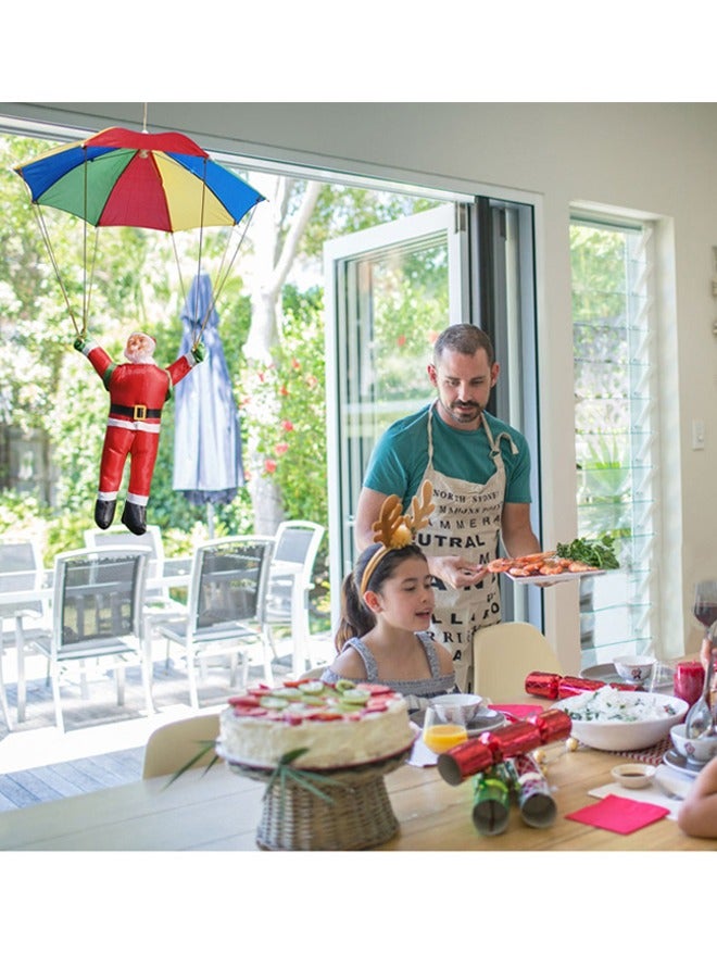 VUCATIN Santa Claus Climbing on Rope Ladder Christmas Tree Hanging Pendant Climbing Santa Plush Doll Xmas Tree Hanging Ornament for Indoor Outdoor Christmas Holiday Decoration (A-Parachute) - Image 2