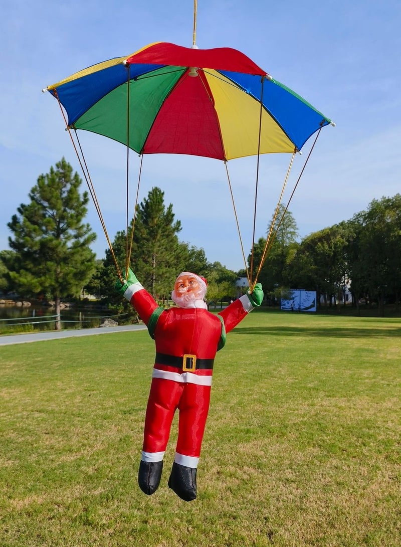 VUCATIN Santa Claus Climbing on Rope Ladder Christmas Tree Hanging Pendant Climbing Santa Plush Doll Xmas Tree Hanging Ornament for Indoor Outdoor Christmas Holiday Decoration (A-Parachute) - Image 1