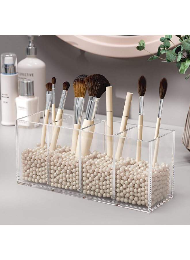 erorex Acrylic Pen Holder 4 Compartments Clear Pencil Organizer Cup For Countertop Desk Accessory Storage - Image 4