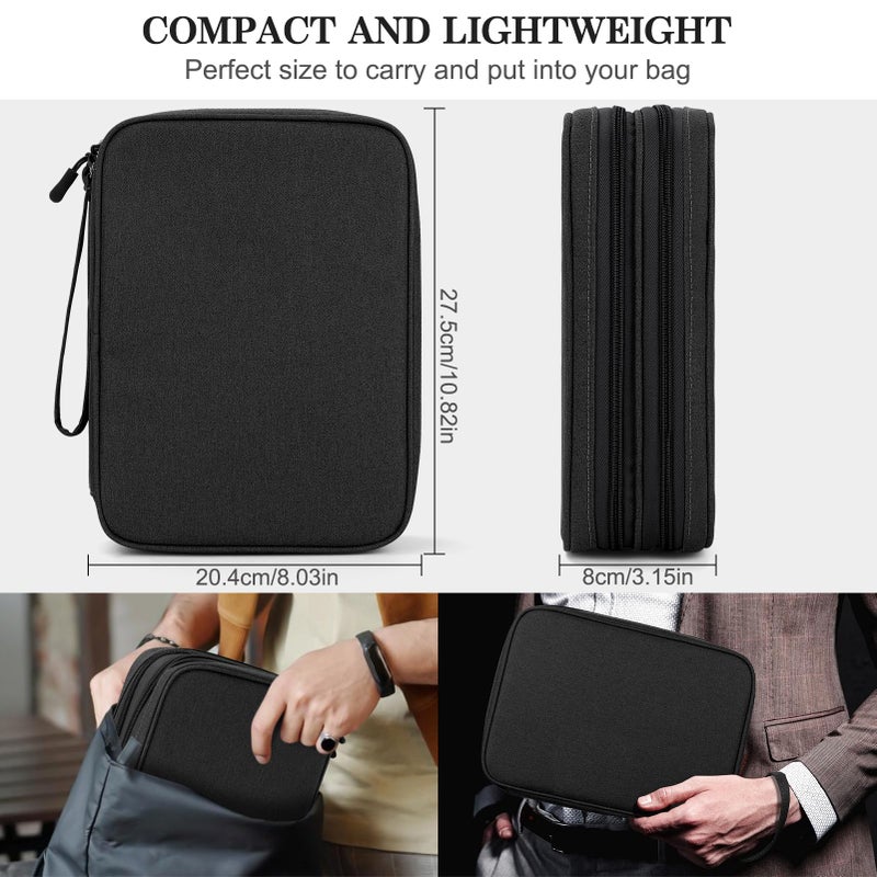 Waterproof Travel Cable Organizer Bag with Double Layer Storage for Cords, Chargers, Phone and Earphone - Image 2