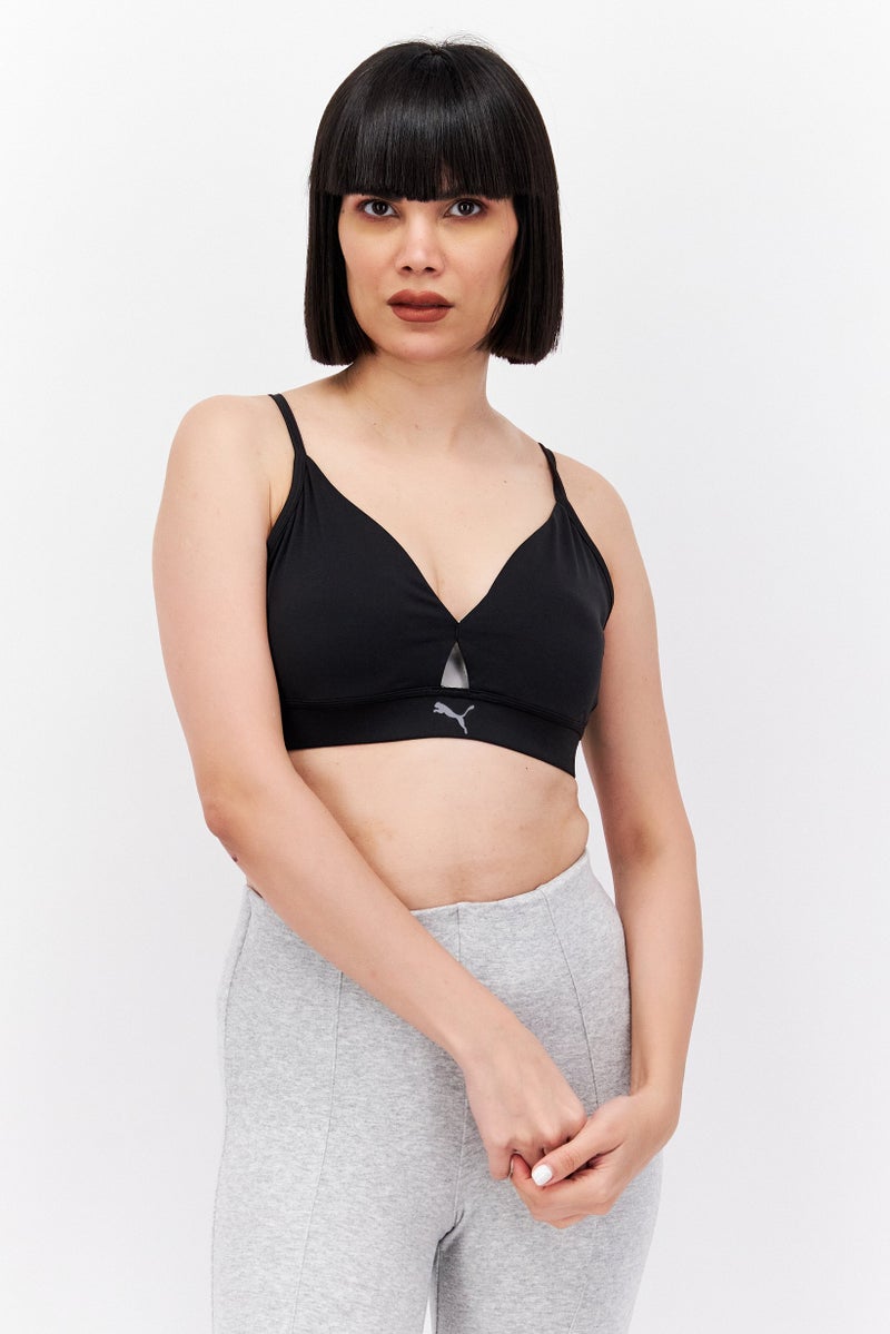 PUMA Women Brand Logo Non Padded Sports Bra, Black - Image 1