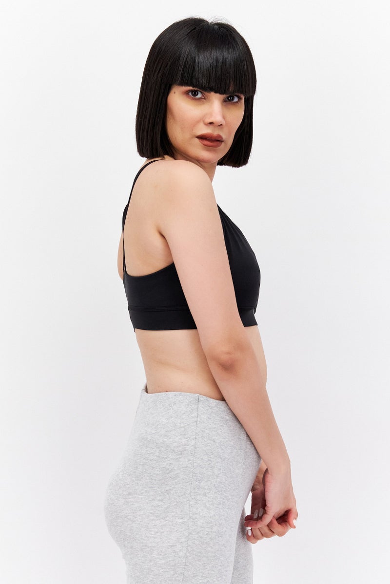 PUMA Women Brand Logo Non Padded Sports Bra, Black - Image 2